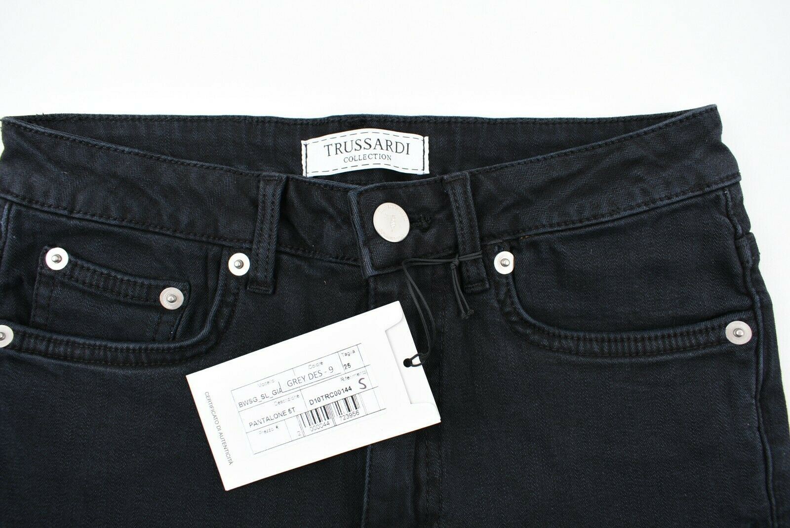 TRUSSARDI Women's High Rise Skinny Ankle Zip Jeans, Washed Black, size W25