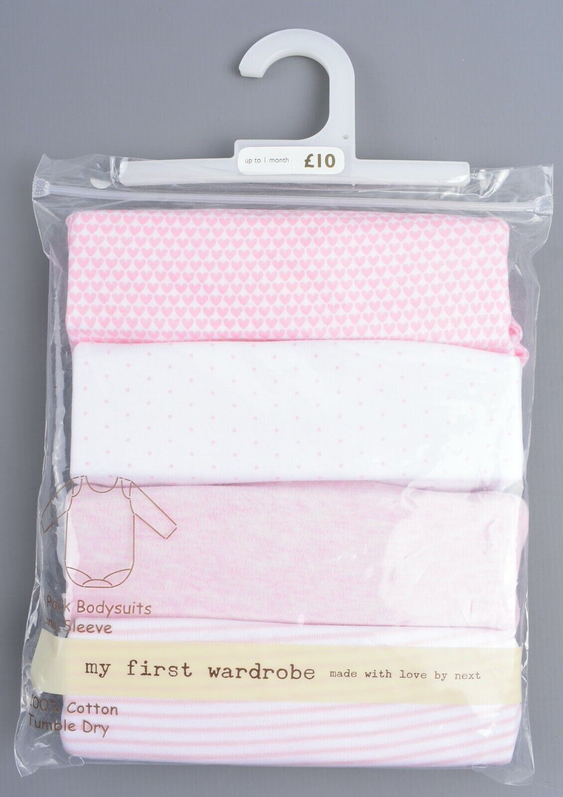 NEXT Baby Girls' Bundle of 7 Bodysuits, Pink/Cream/Green, NEWBORN up to 3 months