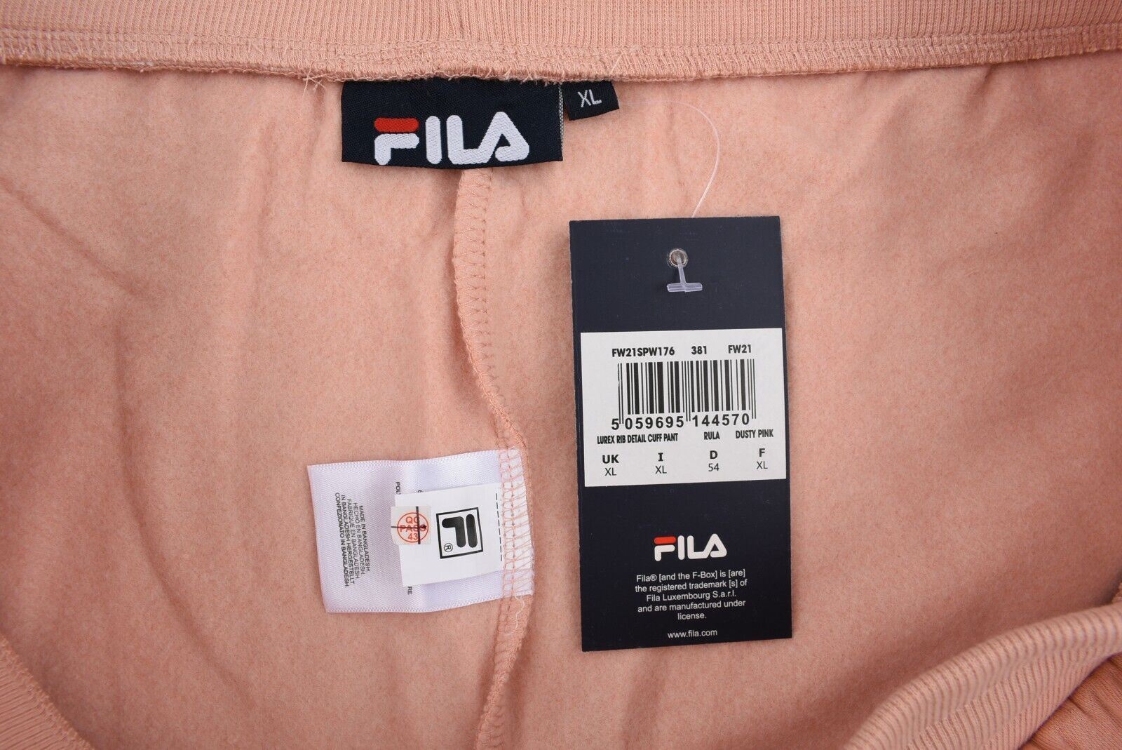 FILA Lurex Rib Detail Cuff Pant /Women's Joggers, Dusty Pink, size XL