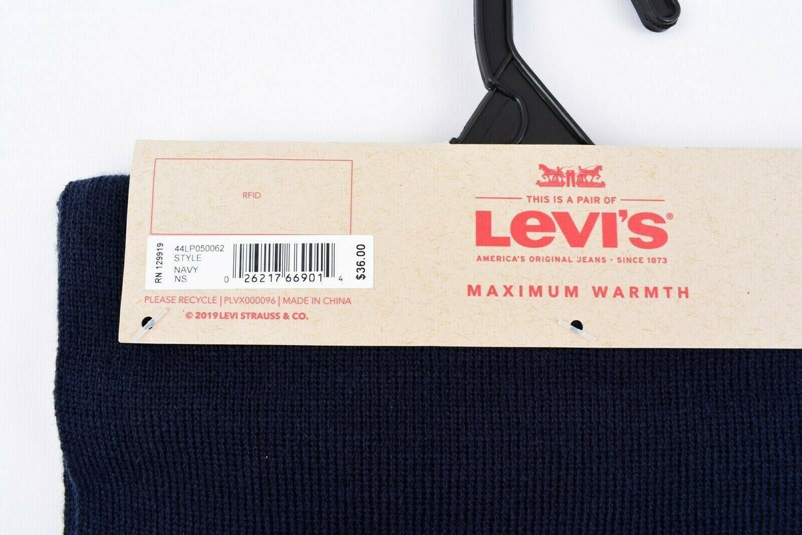 LEVI'S Men's 2-pc Knitted Winter Set, Scarf + Beanie Hat, Navy Blue/Green/Grey