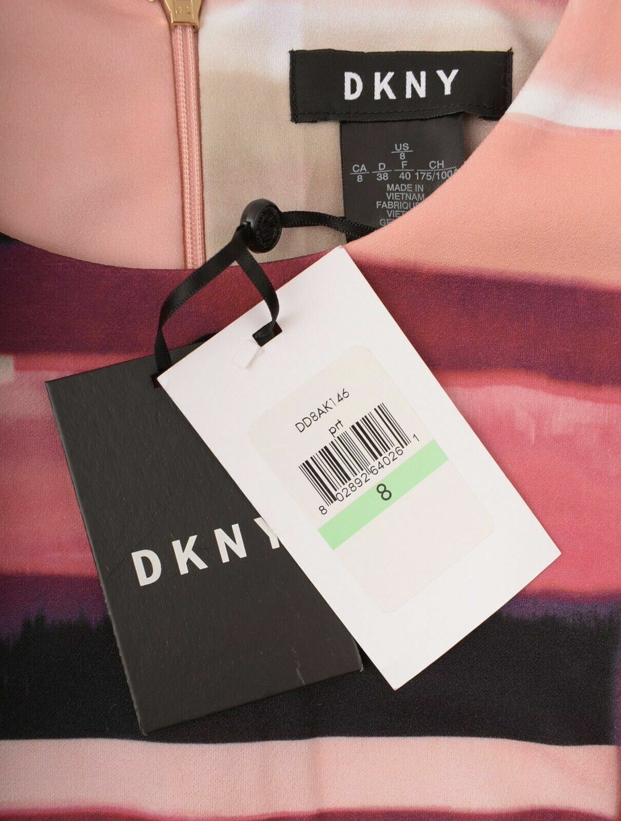 DKNY Women's Pink/Beige Patterned Dress, size UK 12