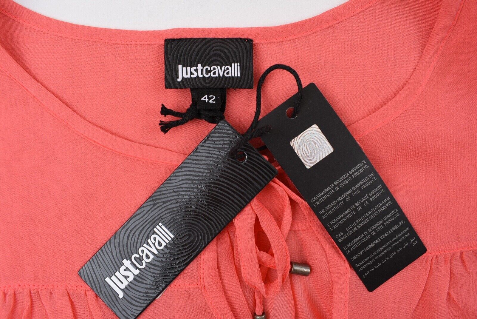 JUST CAVALLI Women's Pink Long Sleeve Chiffon Blouse, size UK 10