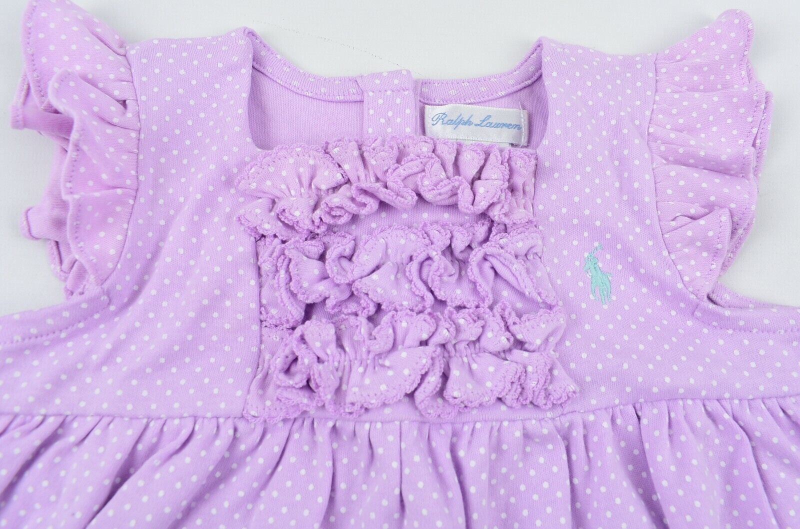 RALPH LAUREN Baby Girls' Polka Dot Romper, Playsuit, Purple, size 24 months