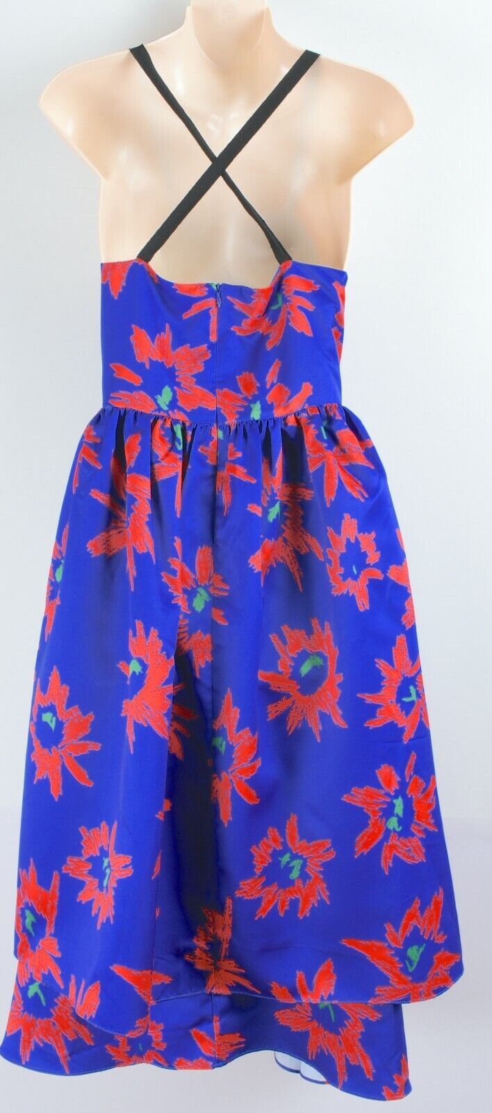 EDIT Women's Cobalt Flower Double Layer Strappy Full Dress, size L