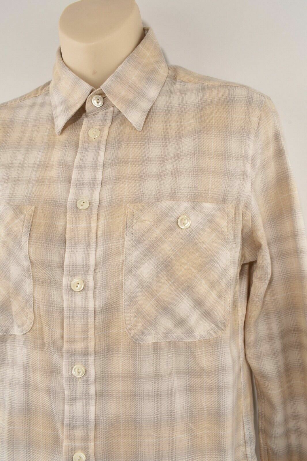 POLO RALPH LAUREN Women's Beige Plaid Cotton Shirt, size SMALL