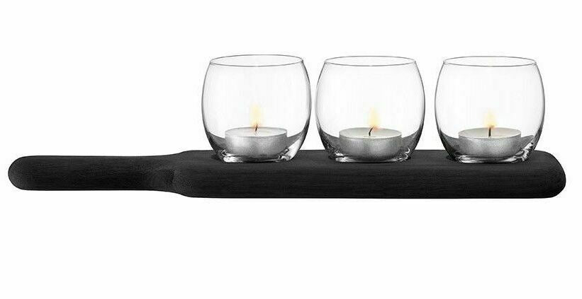 LSA International - Tealight Holder Set & Black Beech Paddle, Boxed