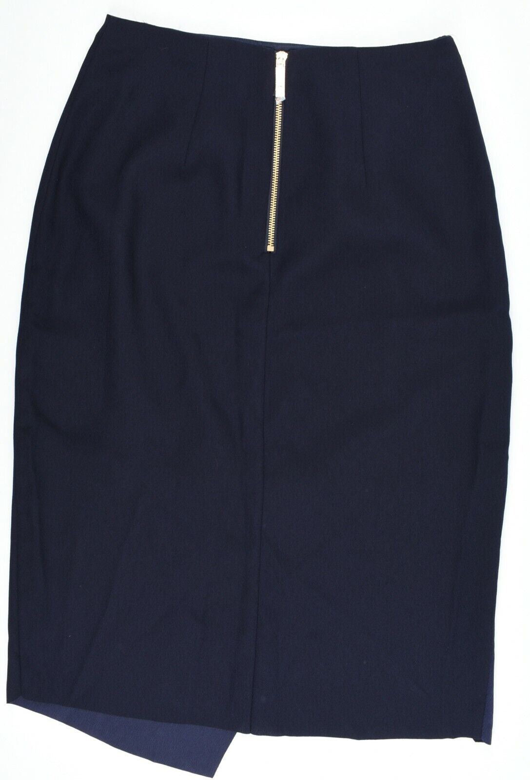 TED BAKER Women's Midi Skirt, Wrap Effect, Navy Blue, Ted size 2 / UK 10