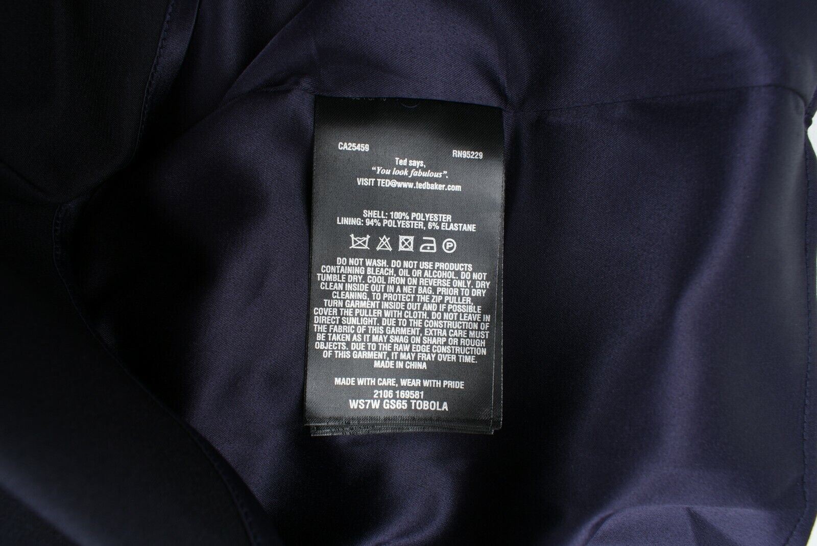 TED BAKER Women's Midi Skirt, Wrap Effect, Navy Blue, Ted size 2 / UK 10