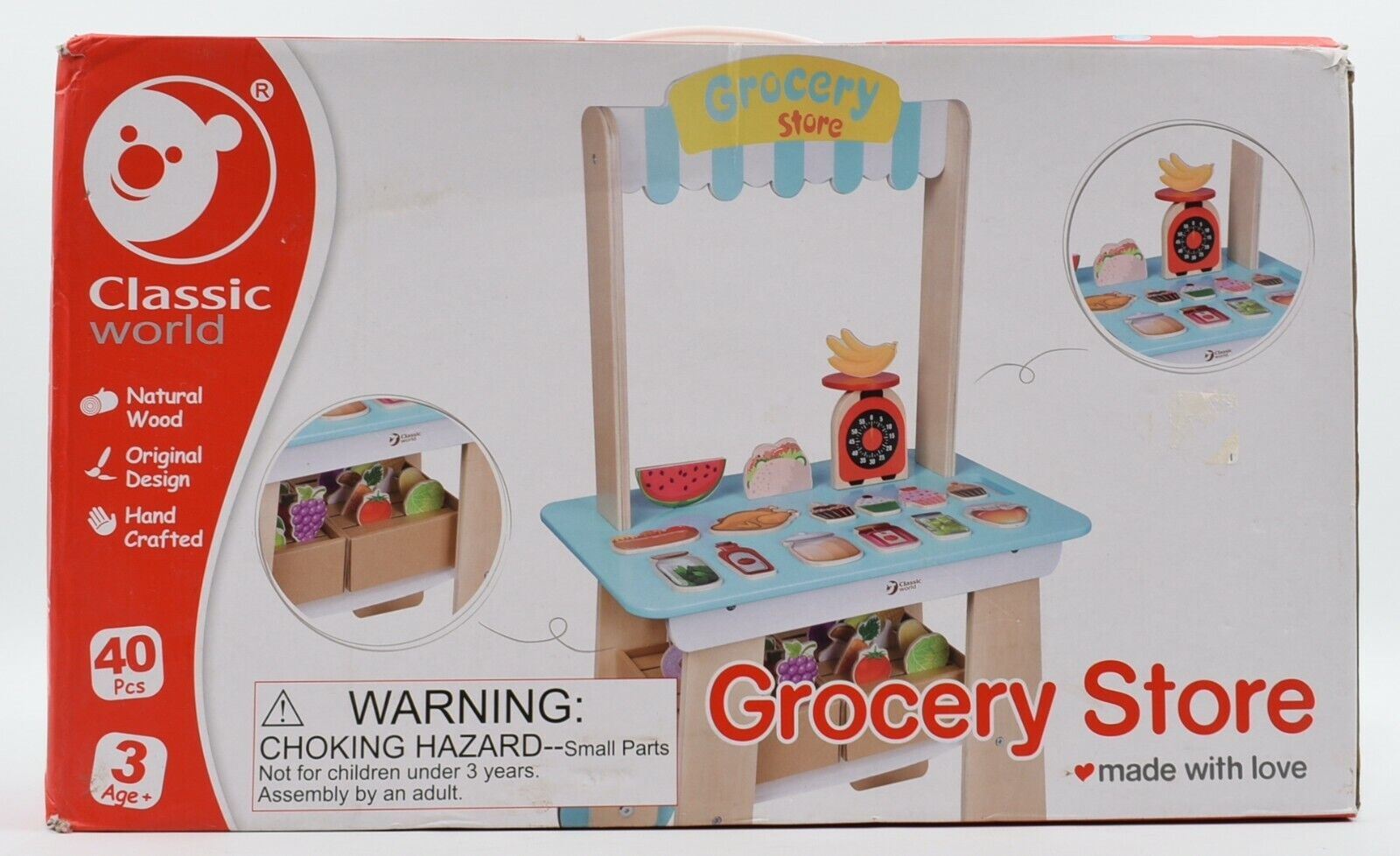 CLASSIC WORLD Wooden Pretend Grocery Store, Unused but Incomplete, 3+ years