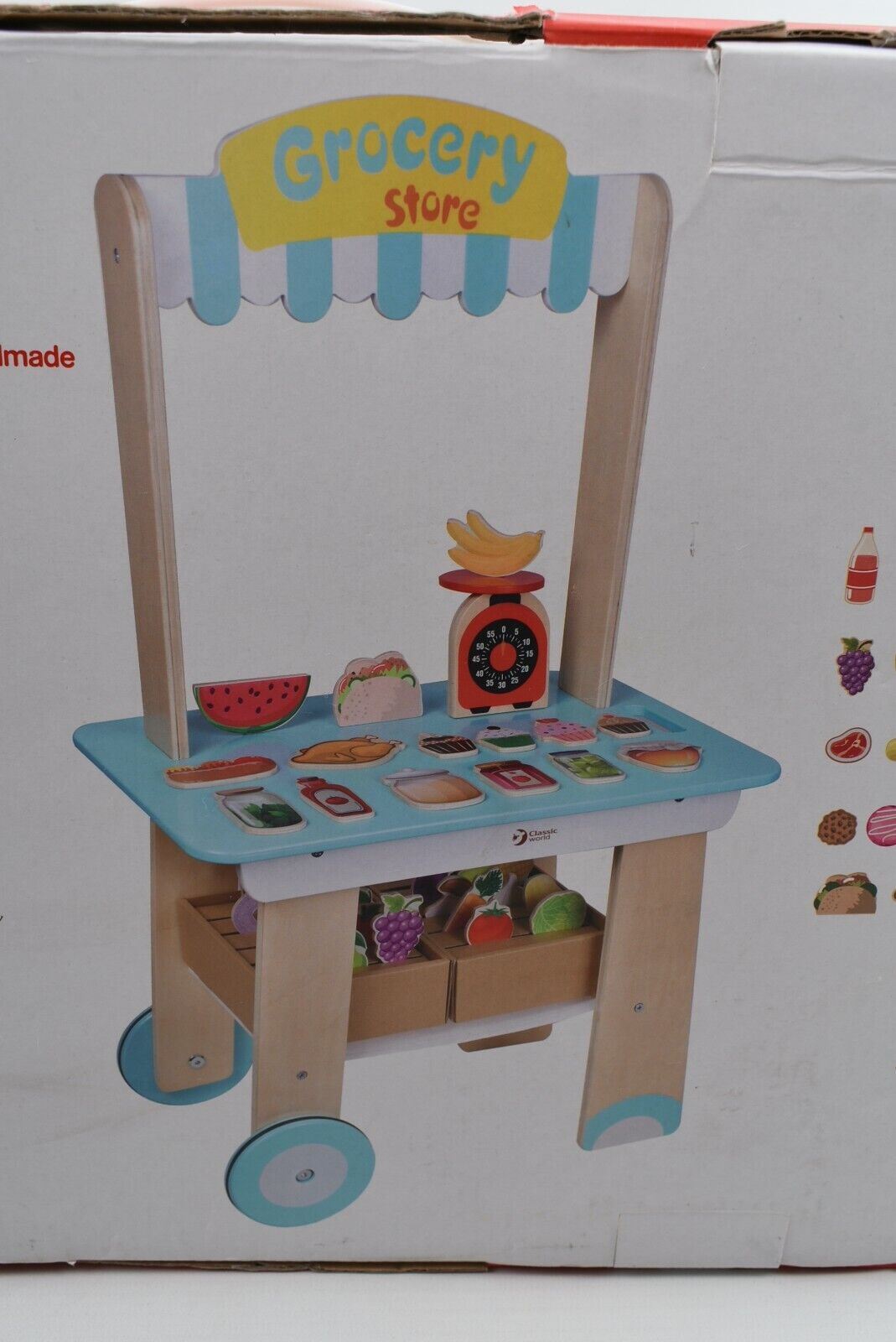 CLASSIC WORLD Wooden Pretend Grocery Store, Unused but Incomplete, 3+ years