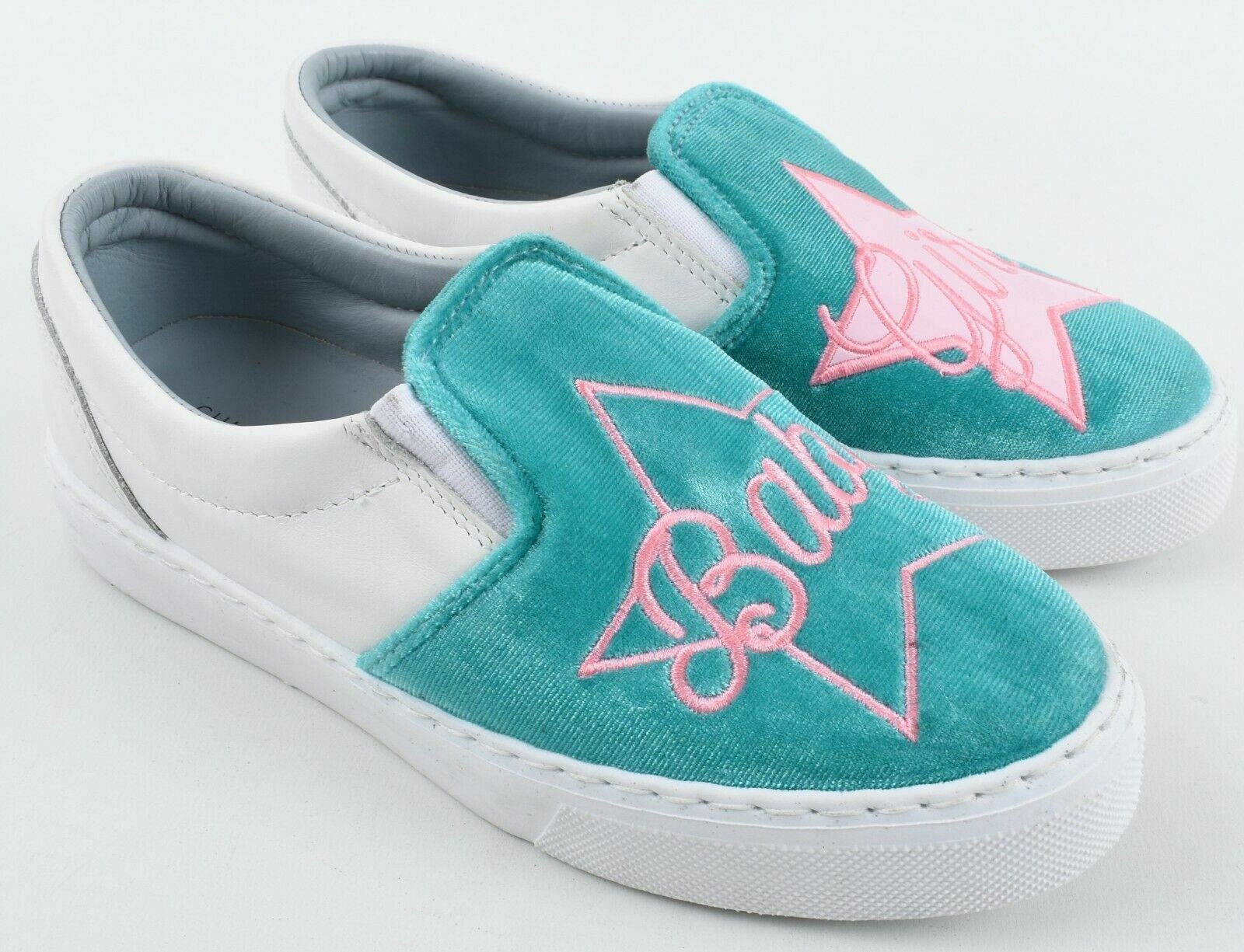 CHIARA FERRAGNI Women's Slip On Leather Pumps, Shoes, White/Green, size UK 4