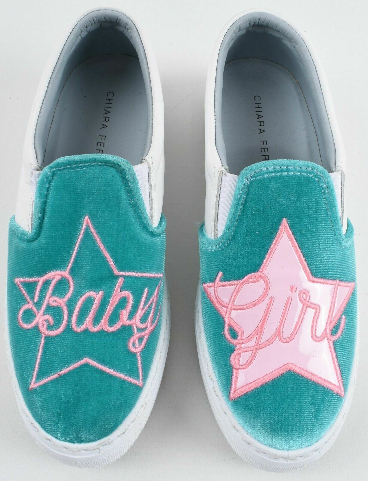 CHIARA FERRAGNI Women's Slip On Leather Pumps, Shoes, White/Green, size UK 4