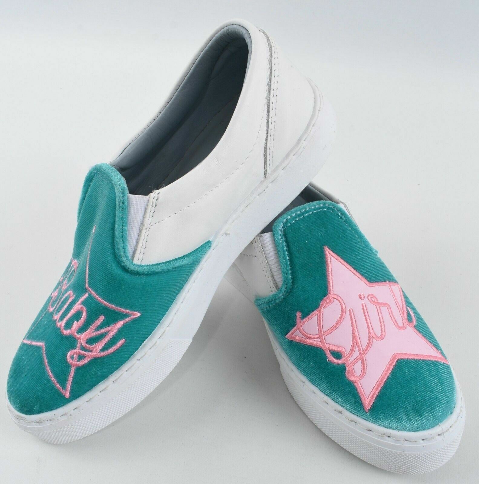 CHIARA FERRAGNI Women's Slip On Leather Pumps, Shoes, White/Green, size UK 4