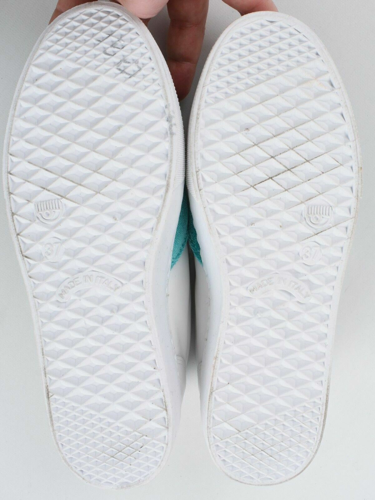 CHIARA FERRAGNI Women's Slip On Leather Pumps, Shoes, White/Green, size UK 4