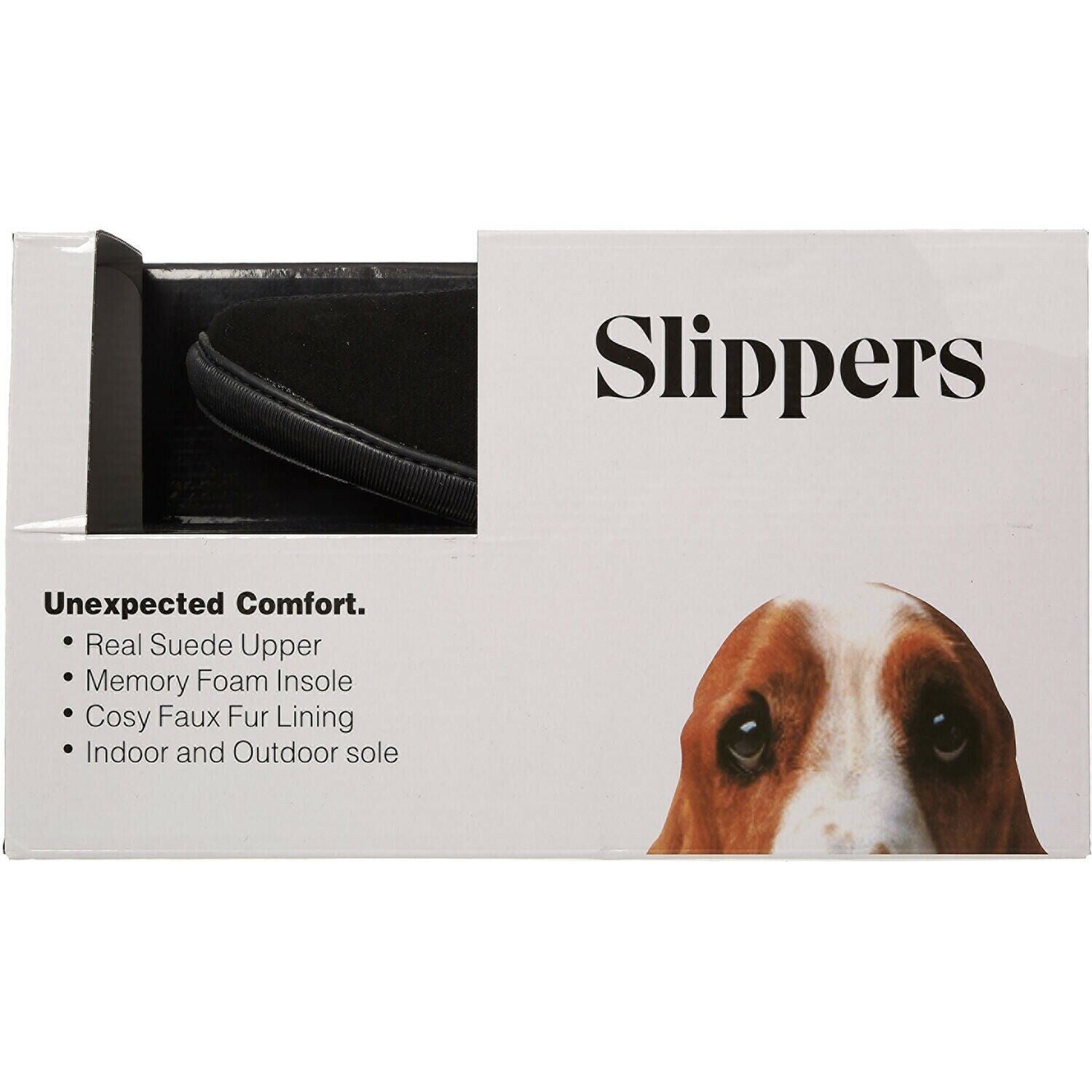 HUSH PUPPPIES - ARNOLD Men's Genuine Suede Slippers, Black, size UK 11
