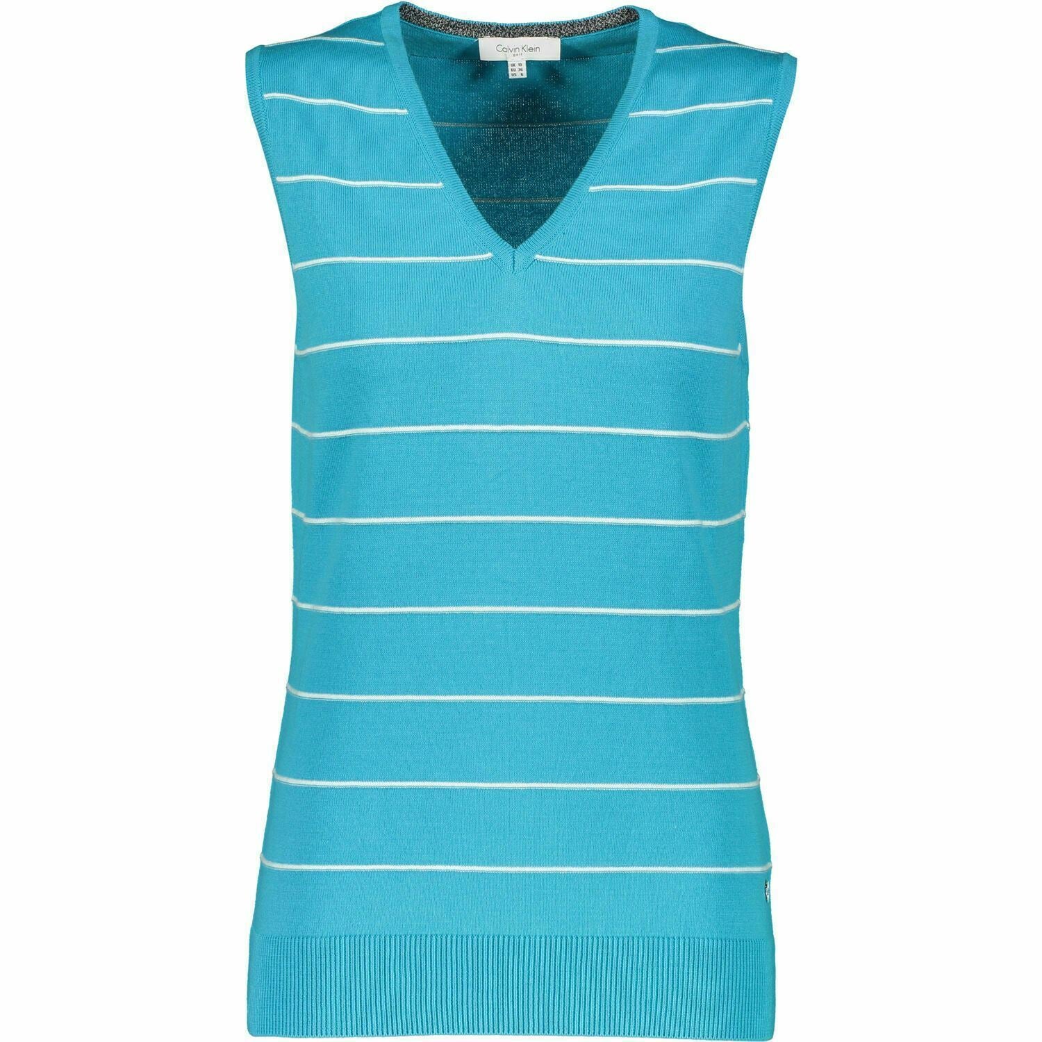 CALVIN KLEIN GOLF Women's Striped Knitted Vest Top, Turquoise/White, size UK 10