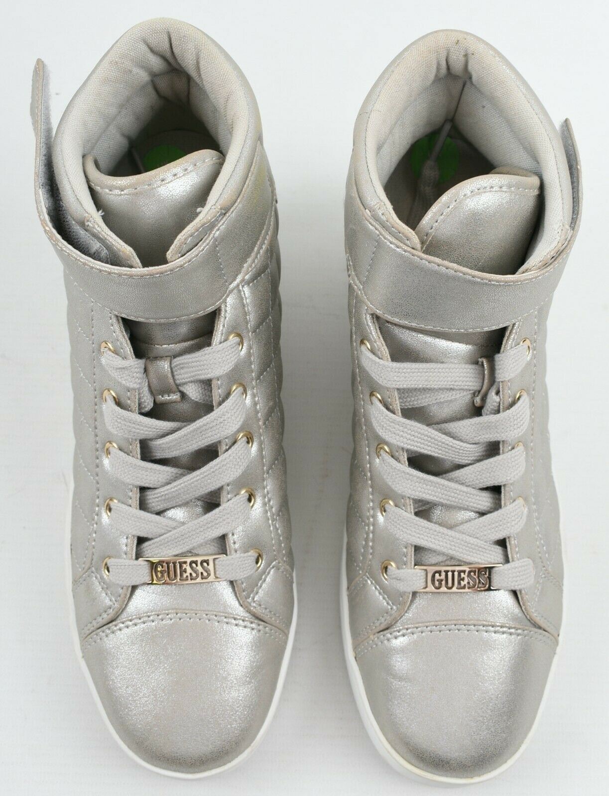 GUESS Women's Quilted High Top Trainers, Silver Grey, size UK 6 *EX DISPLAY*