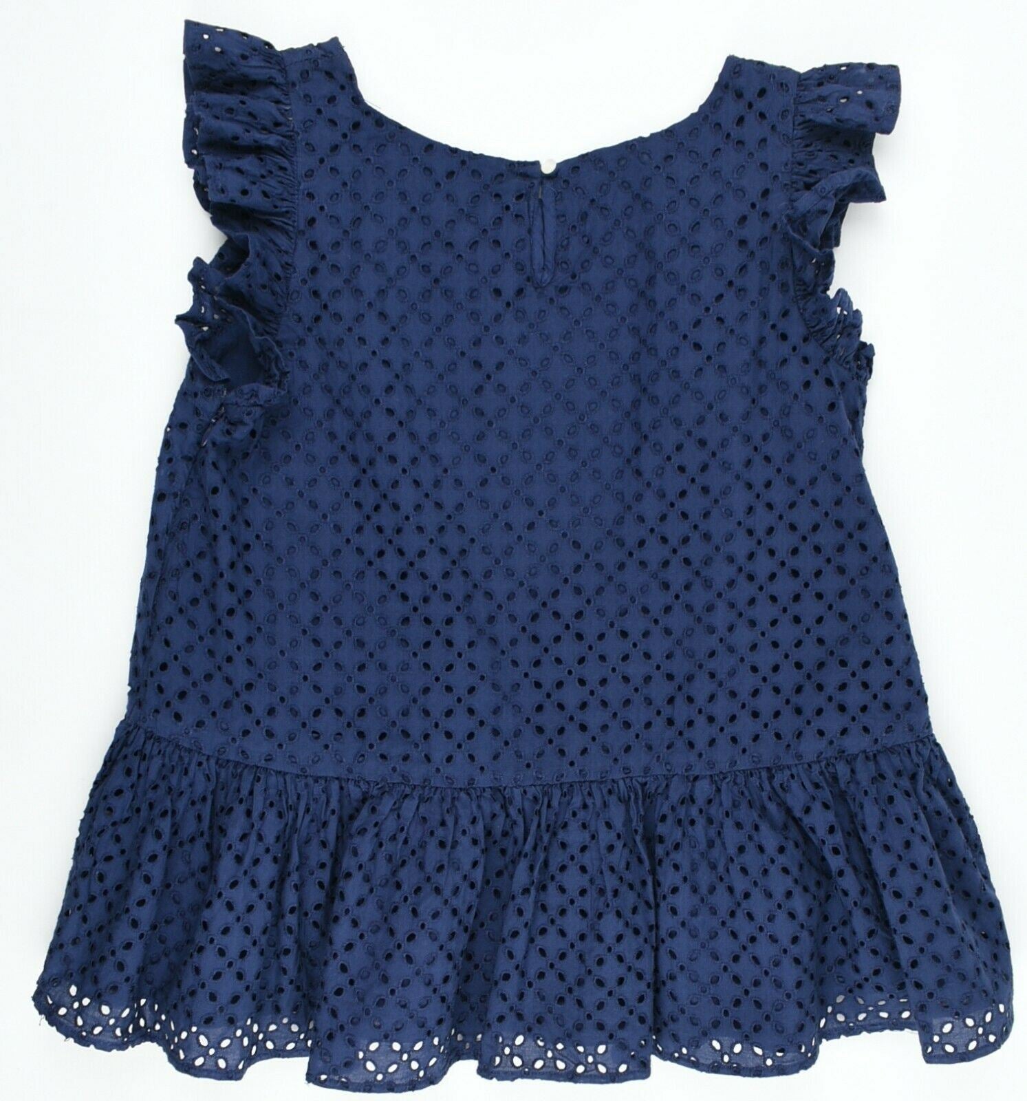 POLO RALPH LAUREN Girls' Navy Blue Eyelet Top, 100% Cotton, size 16 years