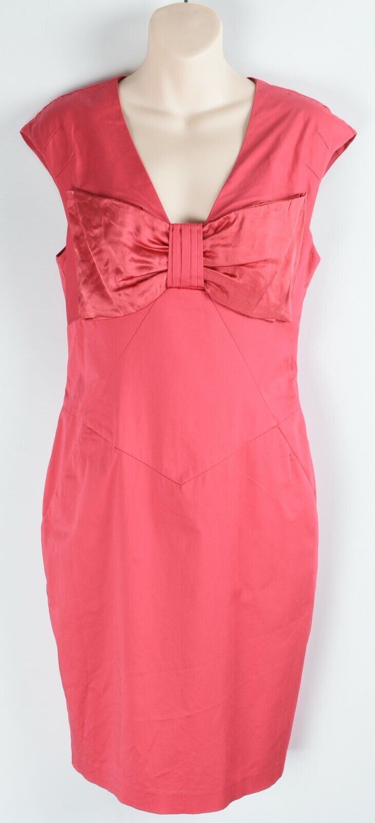 TED BAKER Women's Bow Front Pink Sheath Dress, Ted size 2 / UK 10