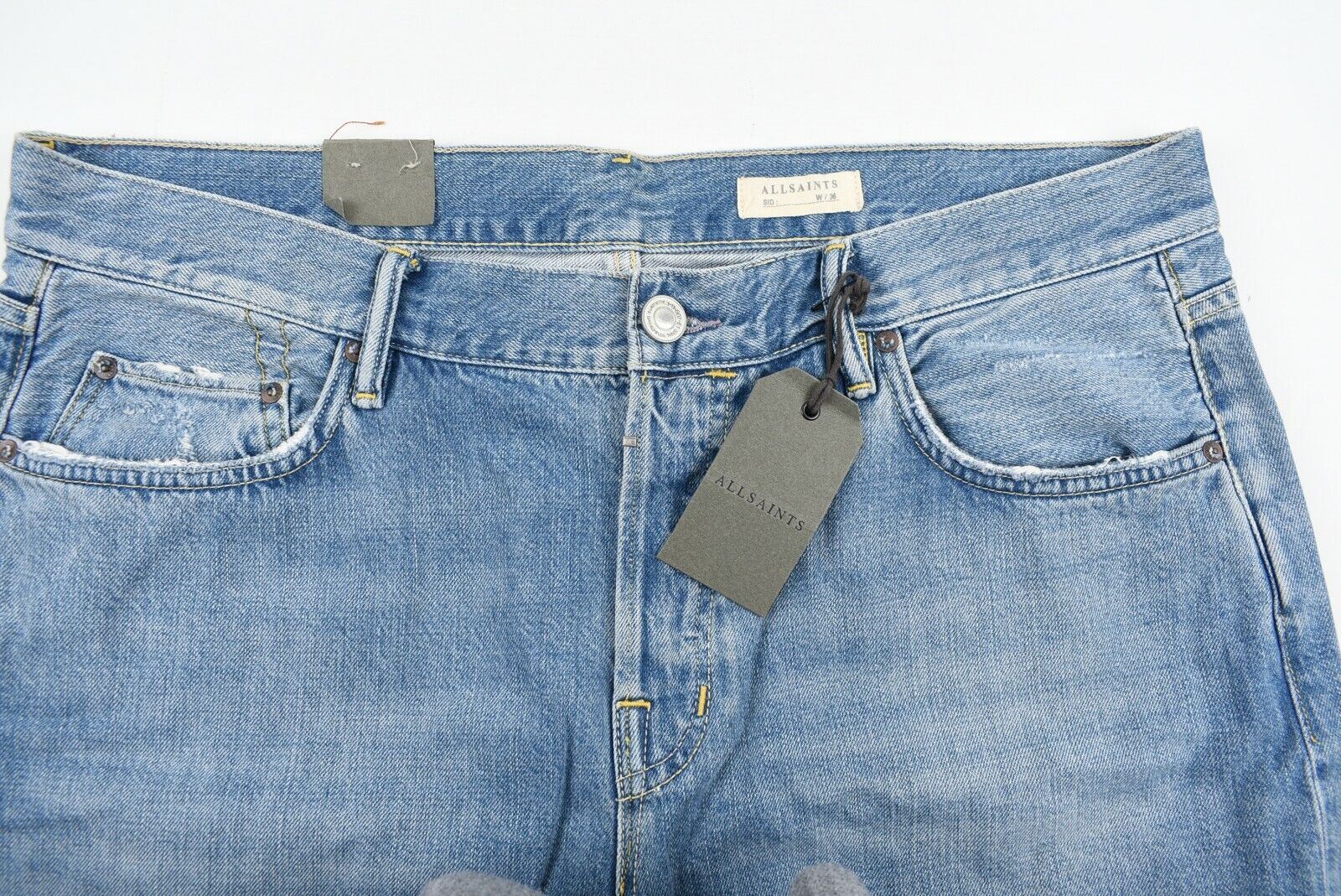 ALL SAINTS Men's SID Straight Crop Jeans, Blue, Distressed, size W36