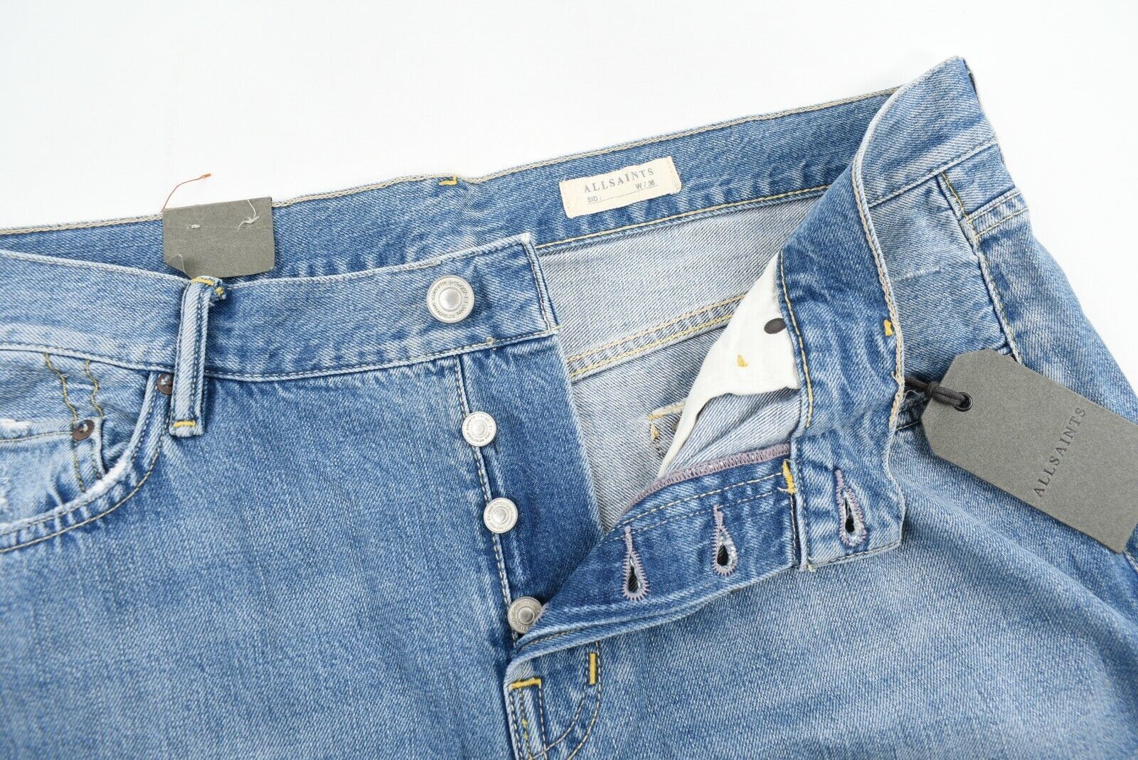 ALL SAINTS Men's SID Straight Crop Jeans, Blue, Distressed, size W36