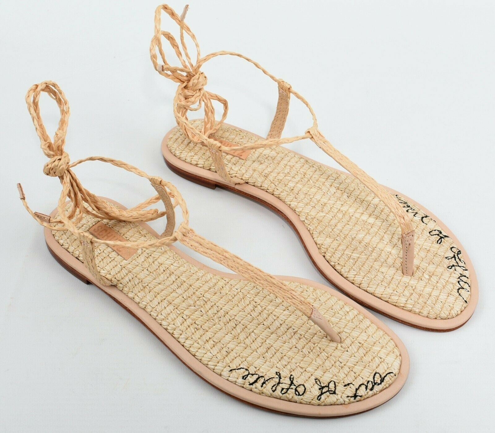 SCHUTZ 'Out of Office' Women's Flat Straw Toe Post Sandals, Natural, size UK 5