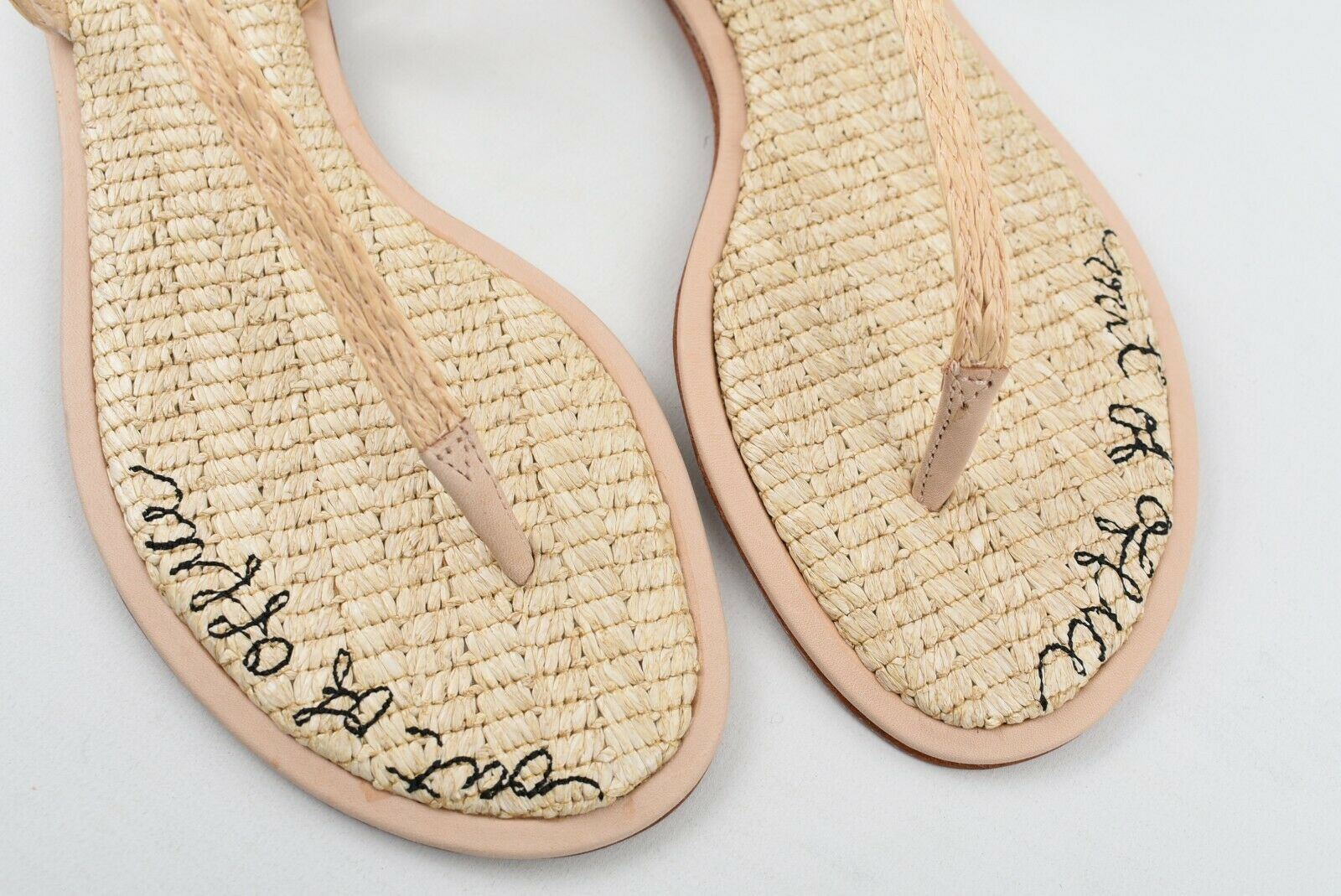 SCHUTZ 'Out of Office' Women's Flat Straw Toe Post Sandals, Natural, size UK 5