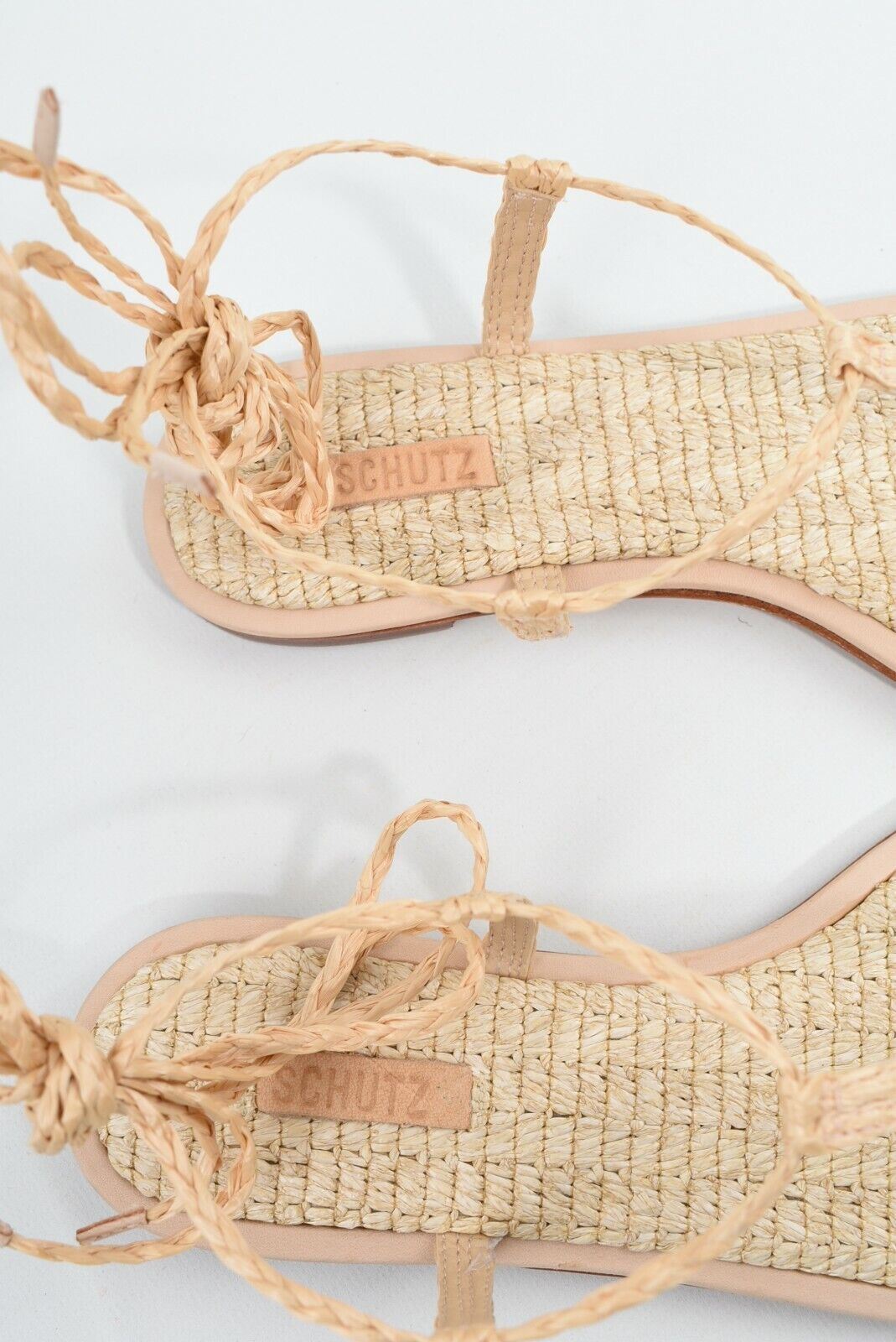 SCHUTZ 'Out of Office' Women's Flat Straw Toe Post Sandals, Natural, size UK 5