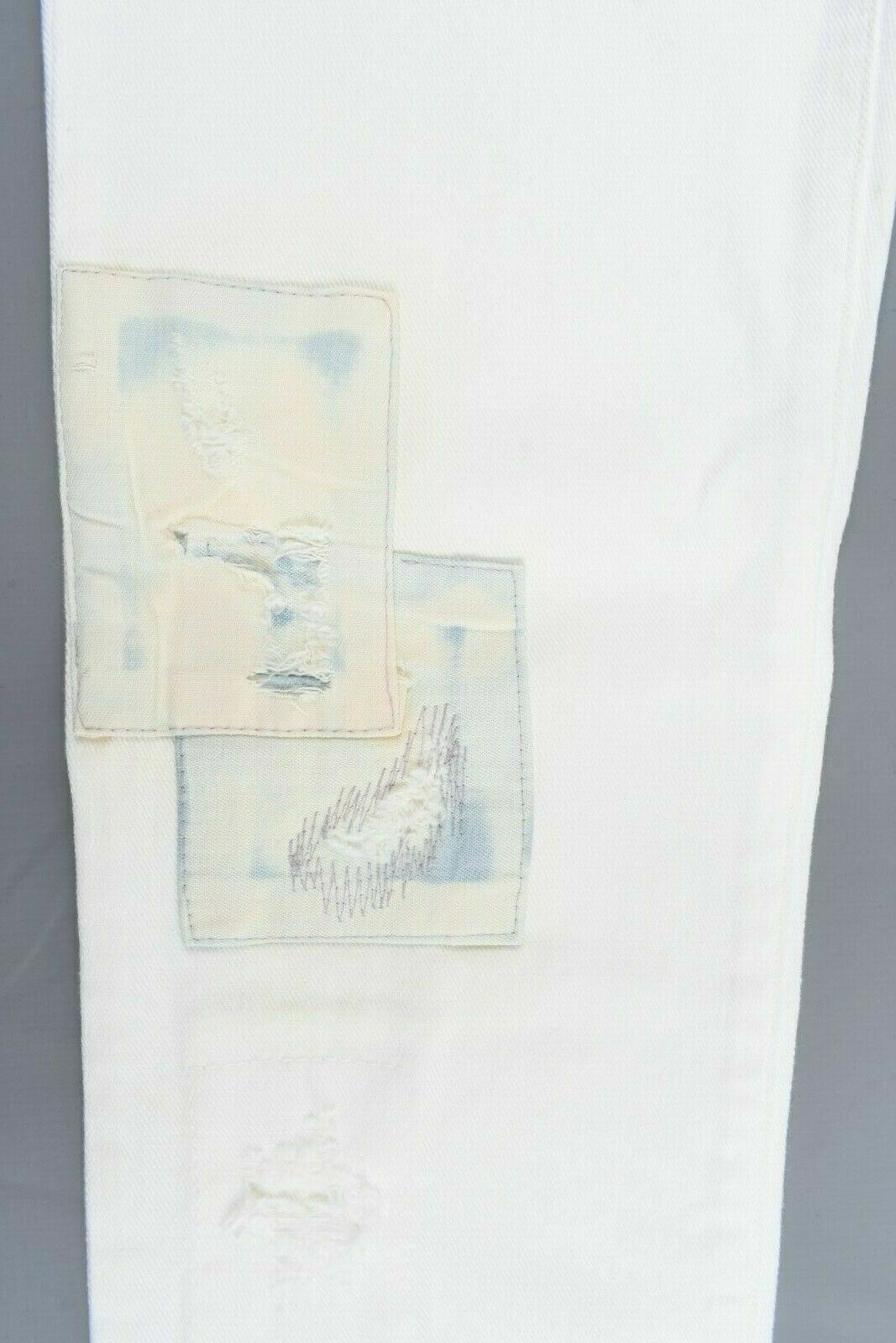 ARMANI JEANS Women's LOTUS Distressed Patch Low Rise Skinny Jeans, Ivory, W25