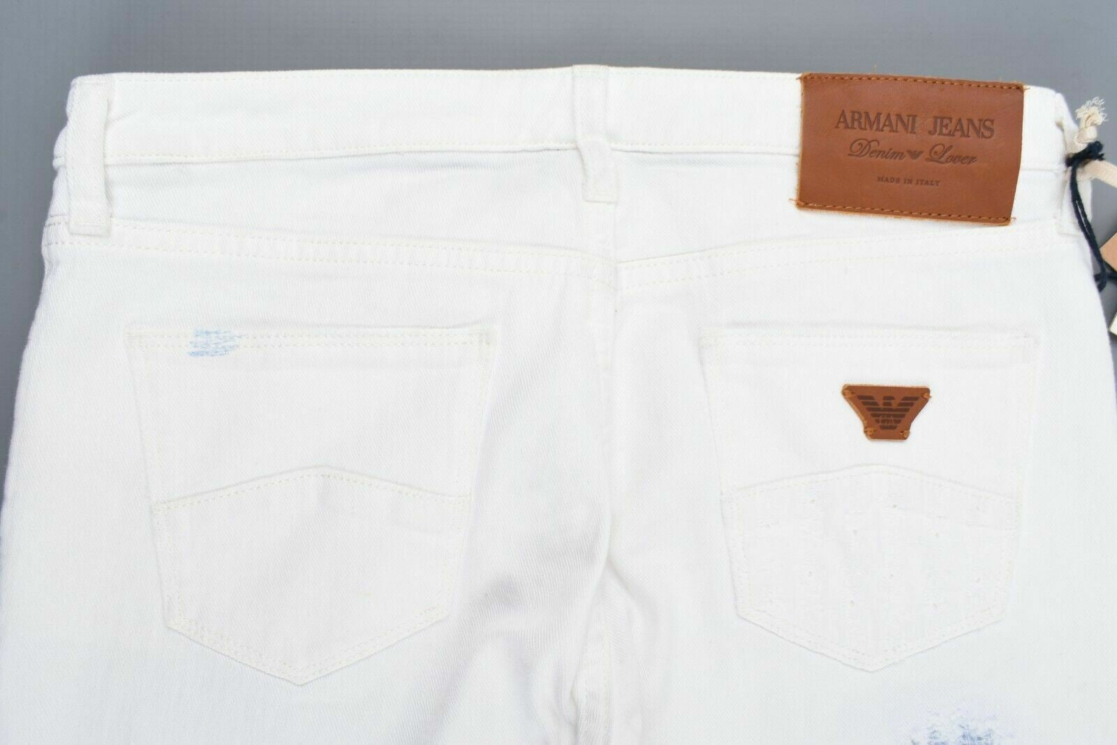 ARMANI JEANS Women's LOTUS Distressed Patch Low Rise Skinny Jeans, Ivory, W25