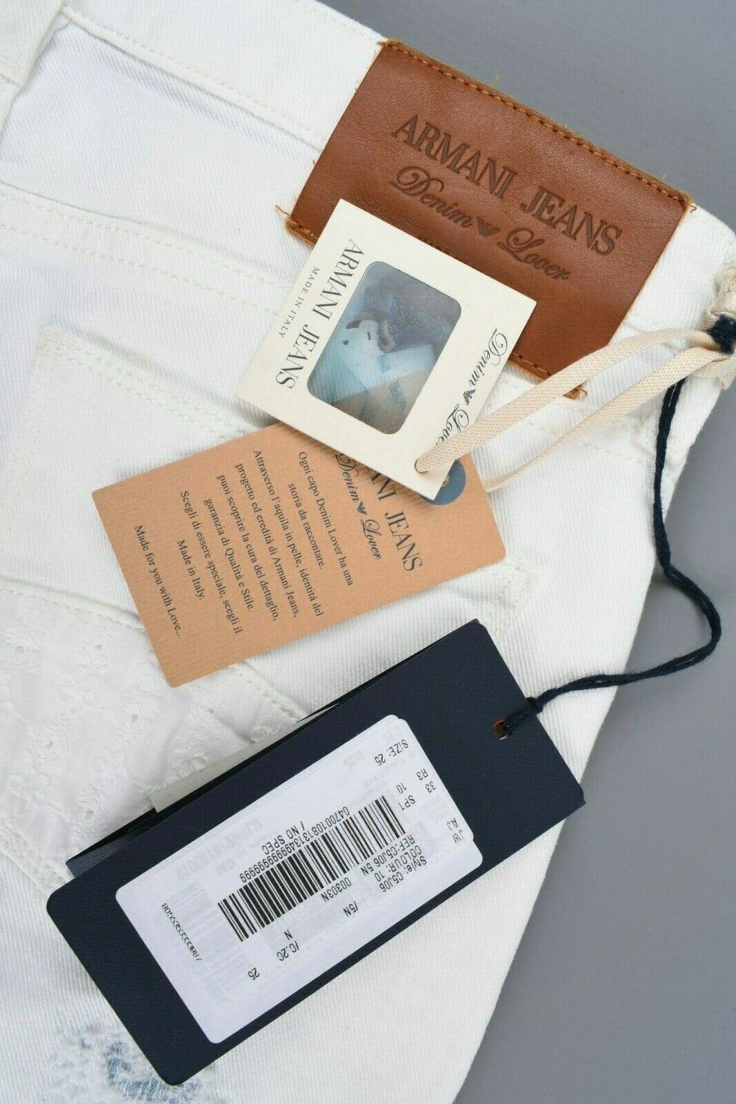 ARMANI JEANS Women's LOTUS Distressed Patch Low Rise Skinny Jeans, Ivory, W25