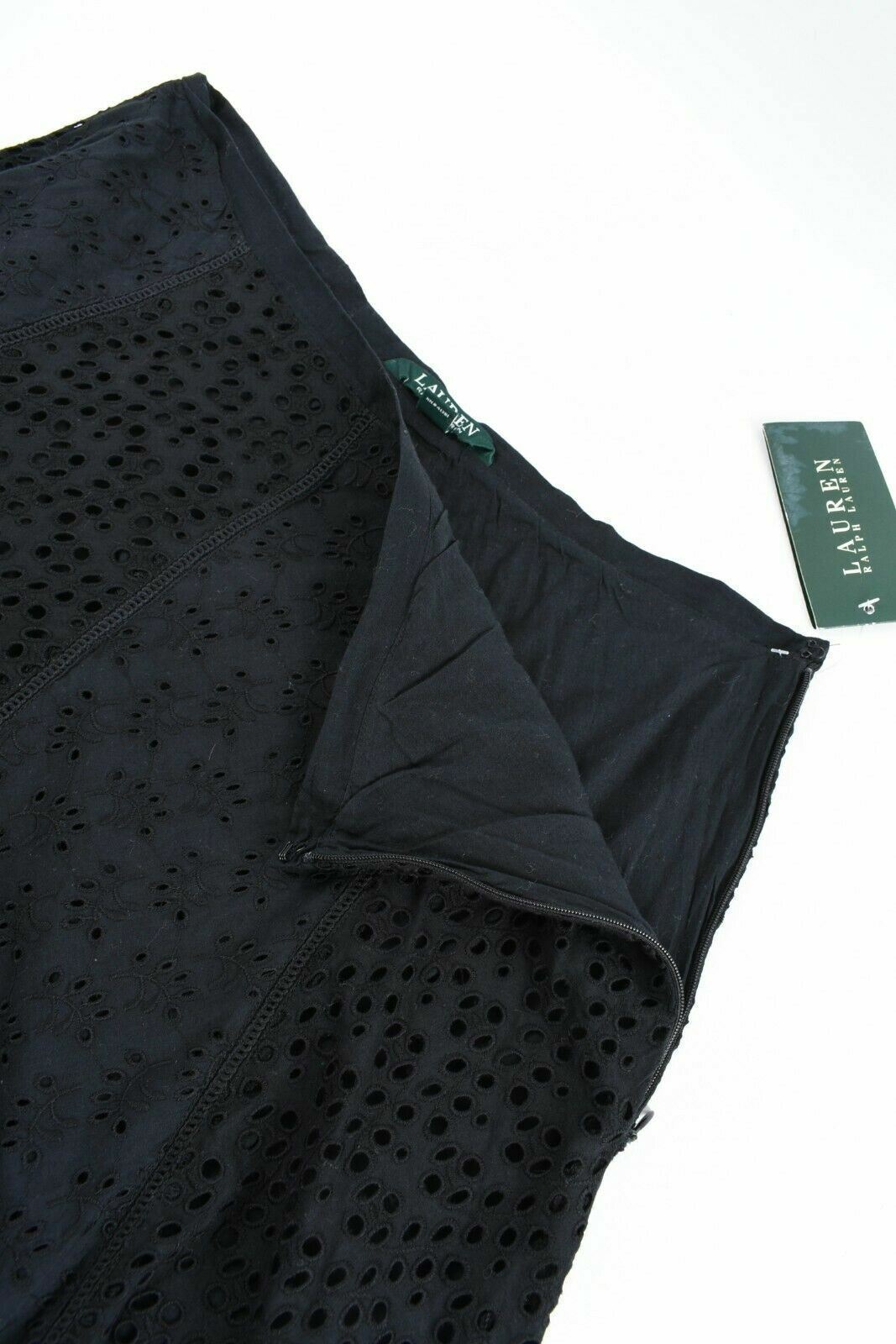 LAUREN RALPH LAUREN Women's Embroidered A-Line Skirt, Black, size UK 10