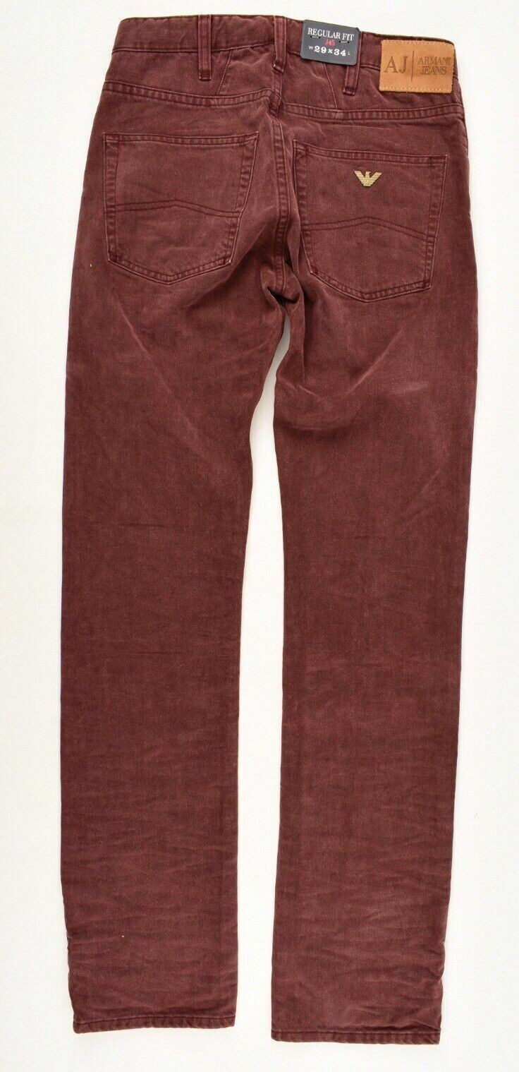 AJ ARMANI JEANS Men's J45 Jeans, Regular/Slim Fit, Plum Colour, size W29 L34