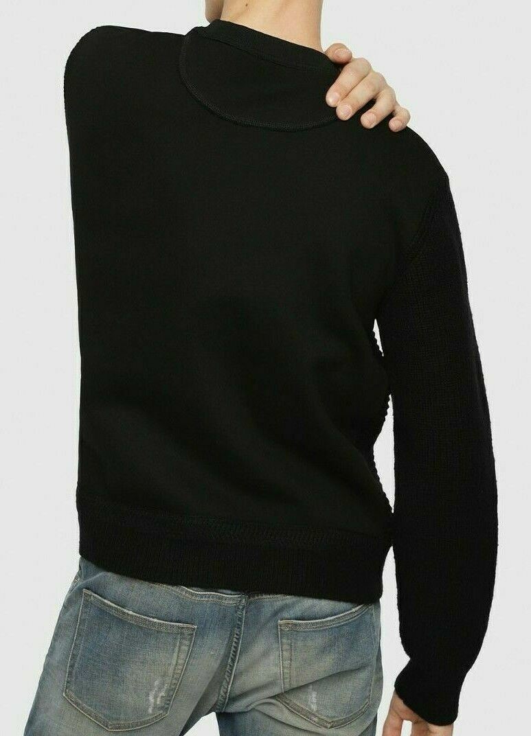 DIESEL Men's K-RUSHIS Textured Jumper with Eyelets, Black size M *stitched hole*