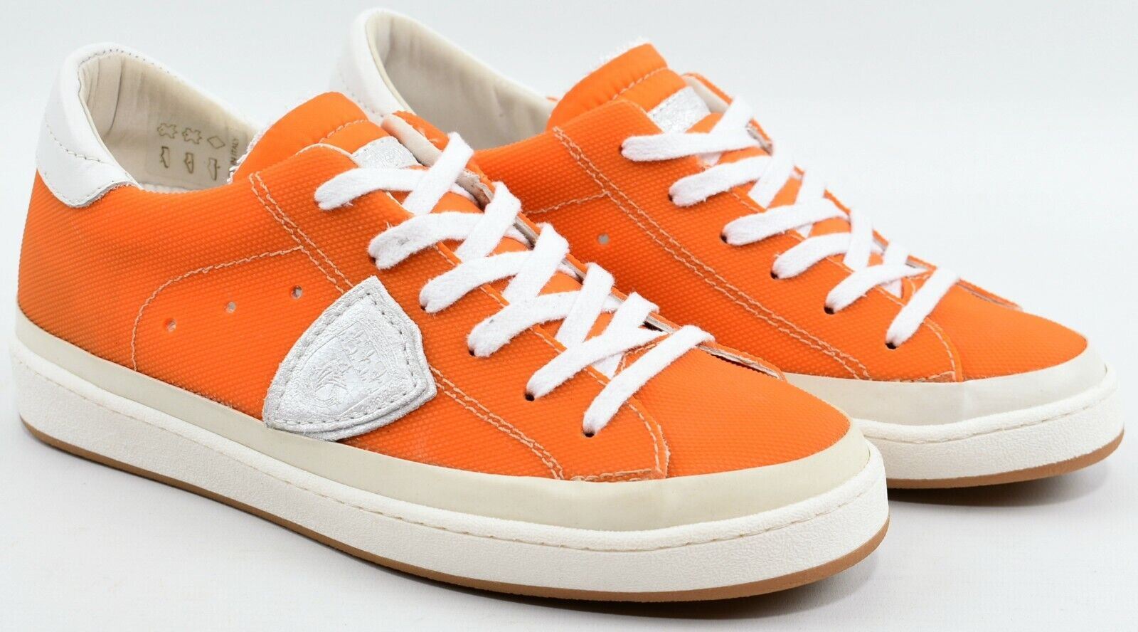 PHILIPPE MODEL Women's Orange Waxed Leather Trainers, Wedge Heel, size UK 4