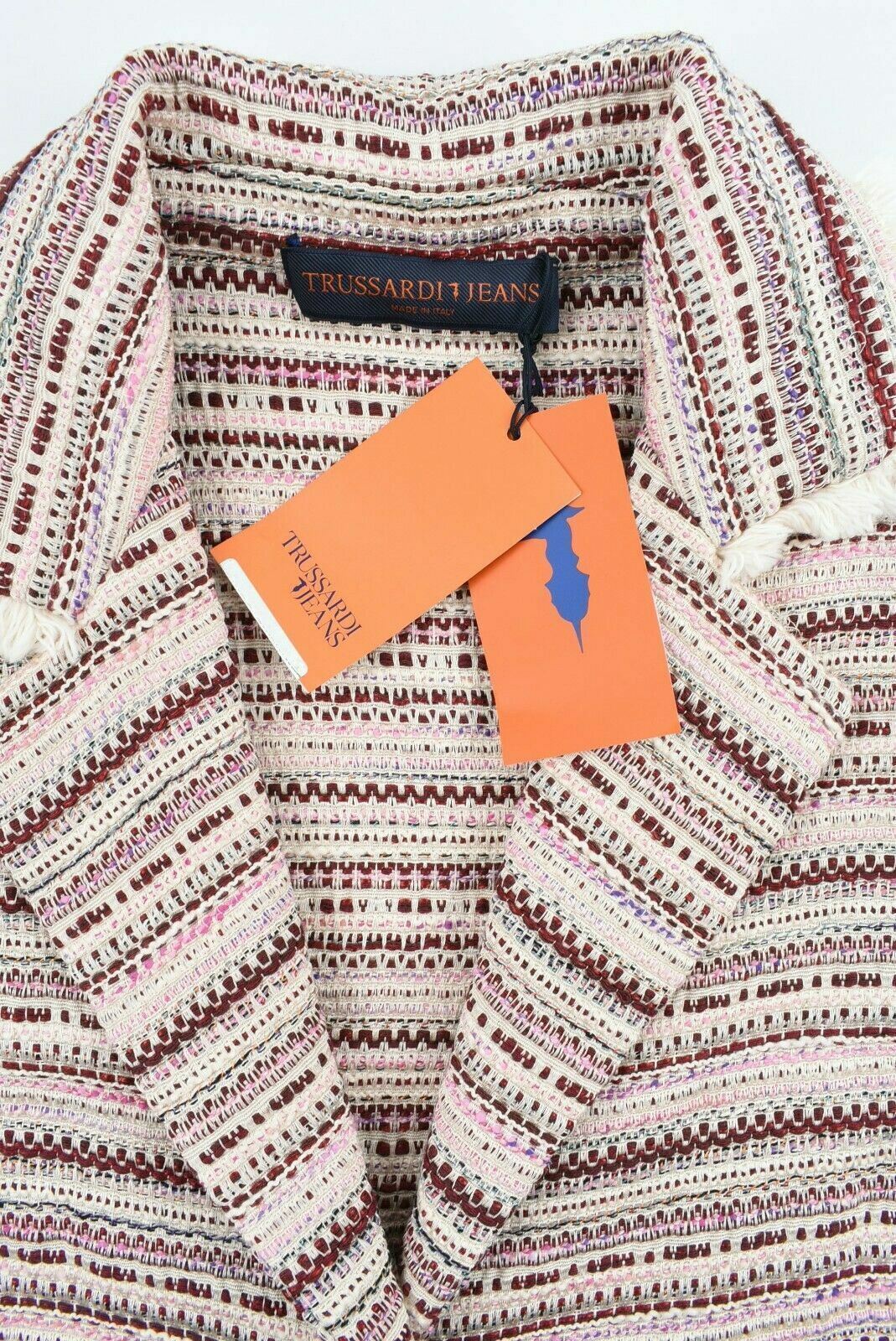 TRUSSARDI JEANS Women's Multicoloured 3/4 Sleeve Knit Coat, size UK 10