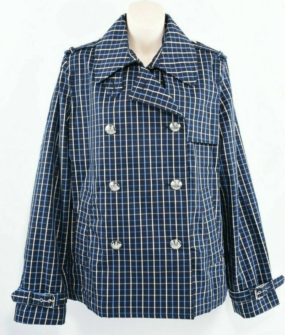 LAUREN RALPH LAUREN Women's Double Breasted Coat, Blue Checked, size UK 16