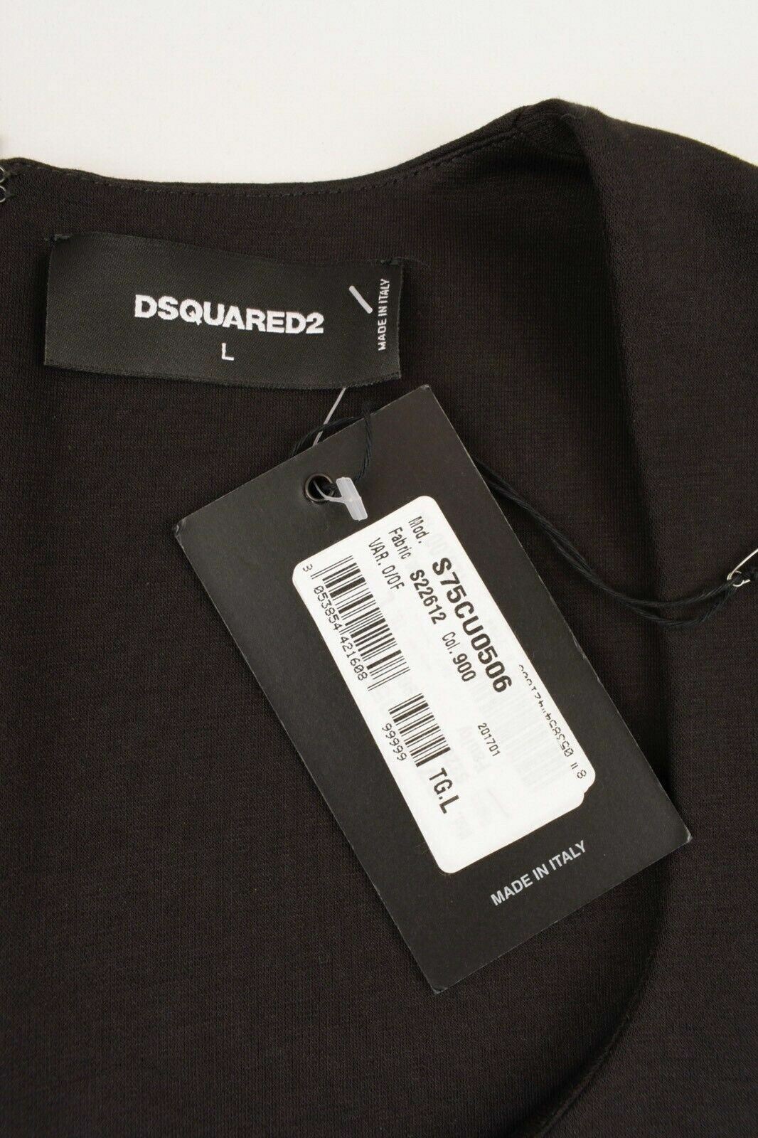 DSQUARED2 Women's Black Scoop Neck Skater Dress, size LARGE