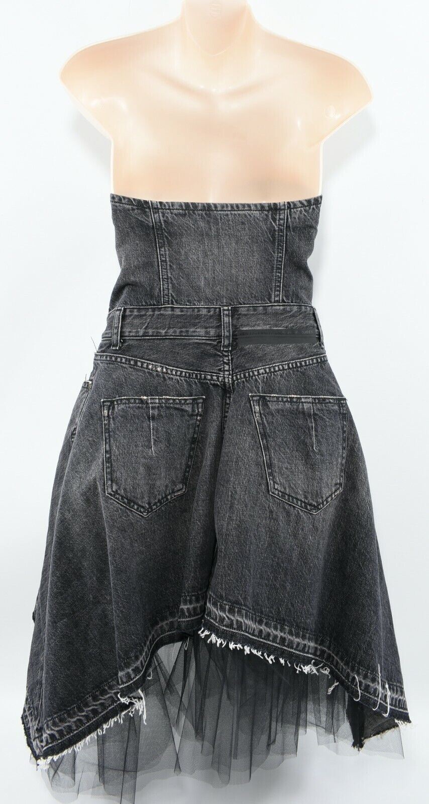 BEN TAVERNITI x UNRAVEL PROJECT Sweetheart Neckline Black Denim Dress, size S