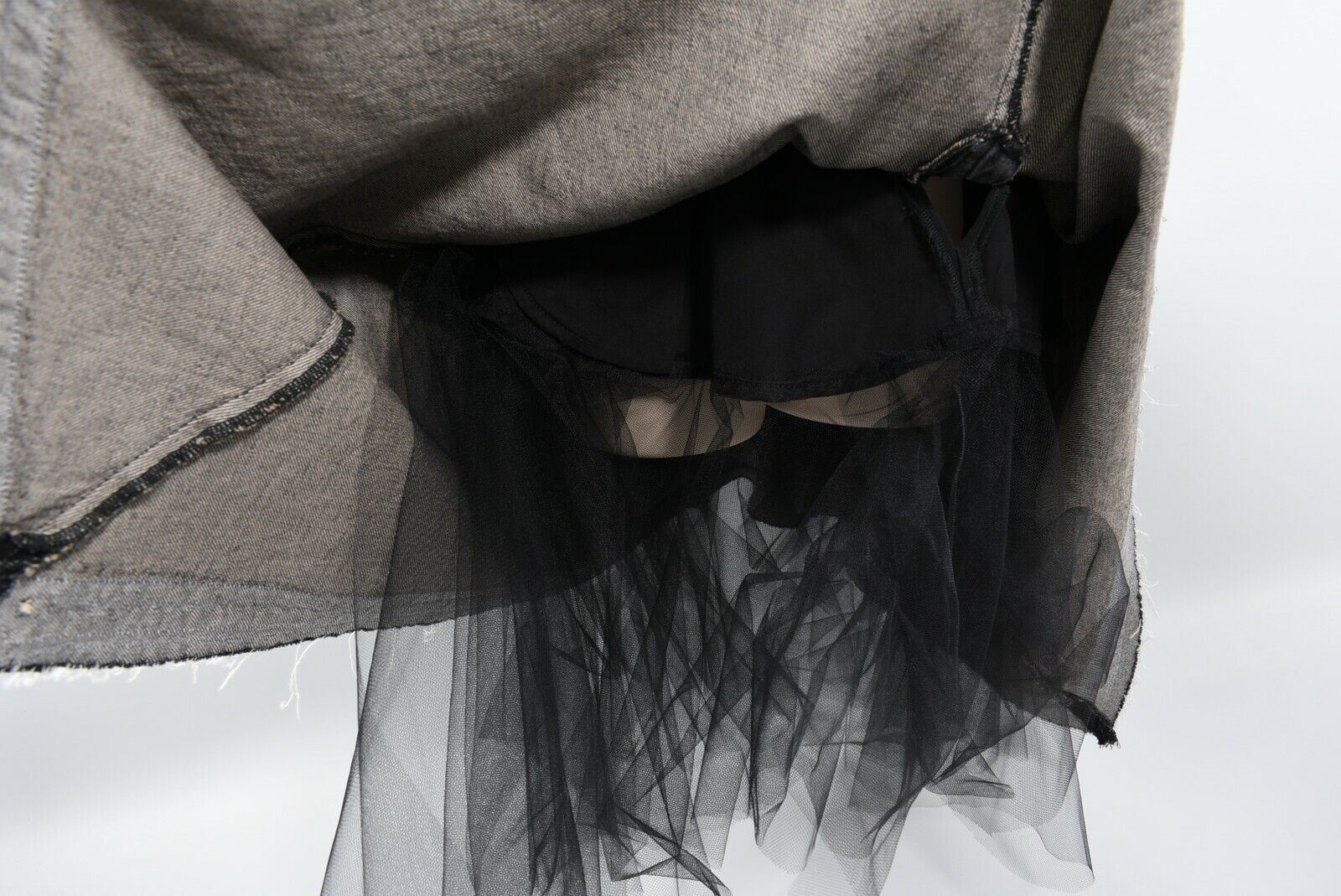 BEN TAVERNITI x UNRAVEL PROJECT Sweetheart Neckline Black Denim Dress, size S