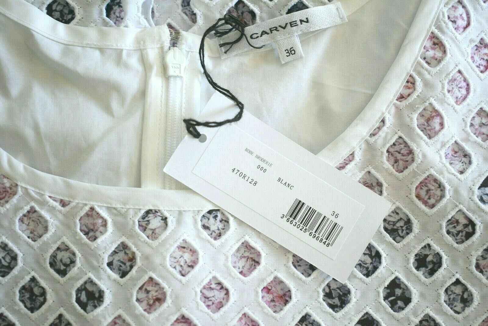 CARVEN Women's White Broderie & Multicoloured Lining Dress, size UK 8