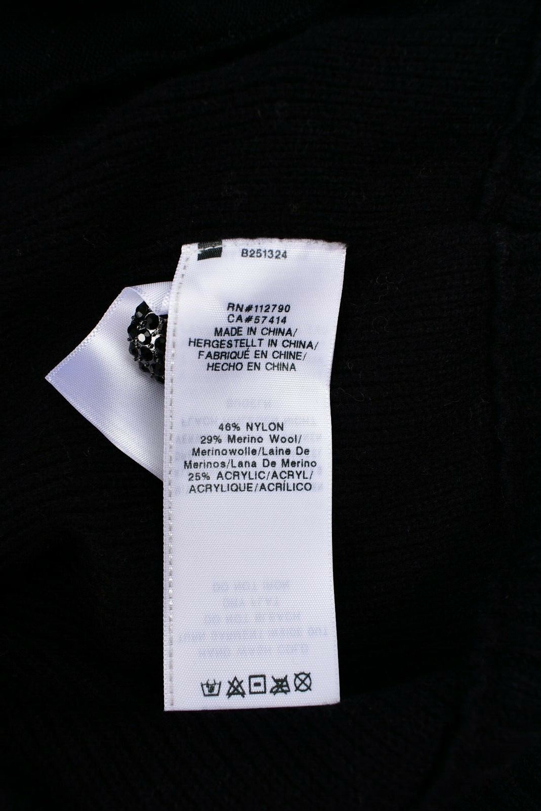 TRUE RELIGION Women's Distressed Knitted Cardigan, Black /Cream, size Medium