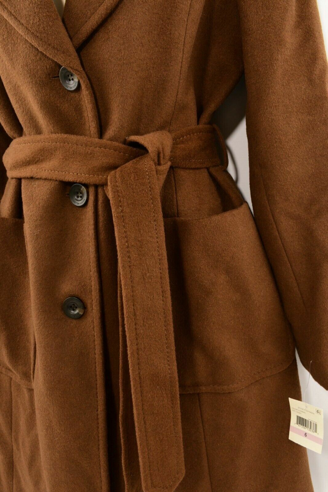 KAREN MILLEN Women's Wool Blend Single Breasted Coat, Brown, sizes UK 16