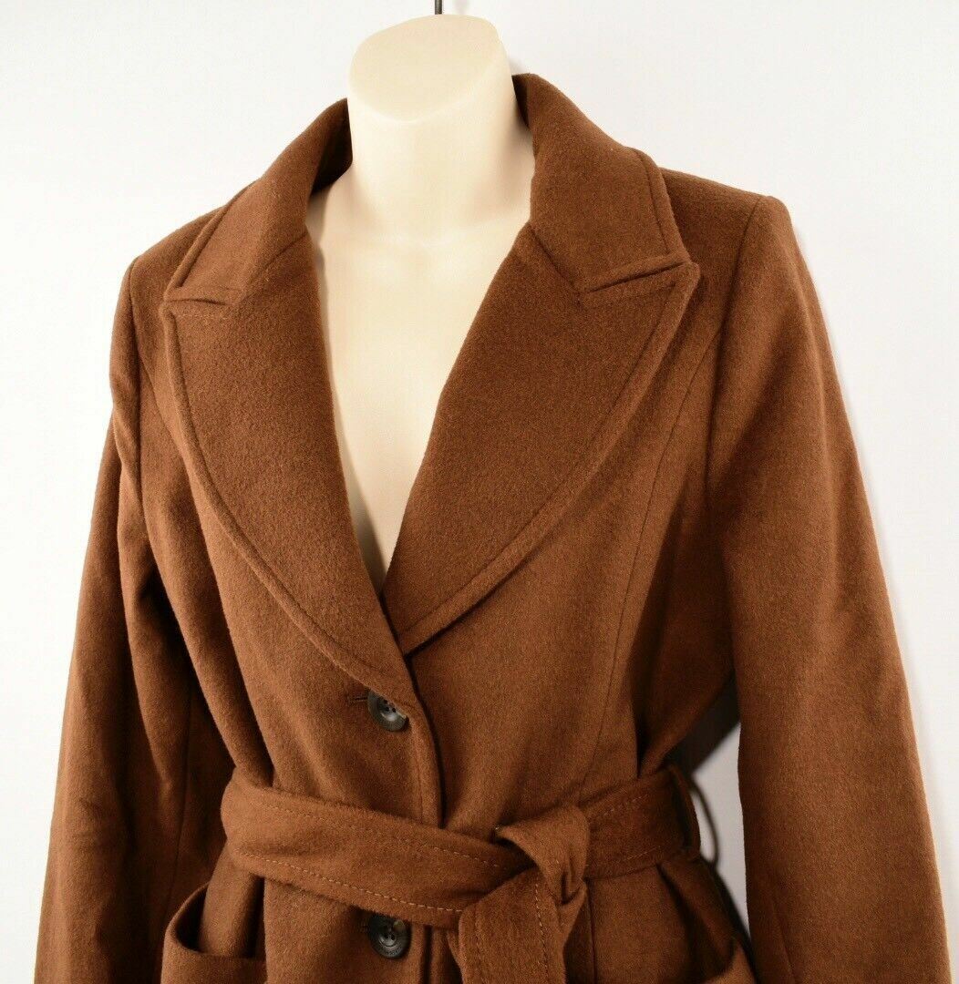 KAREN MILLEN Women's Wool Blend Single Breasted Coat, Brown, sizes UK 16