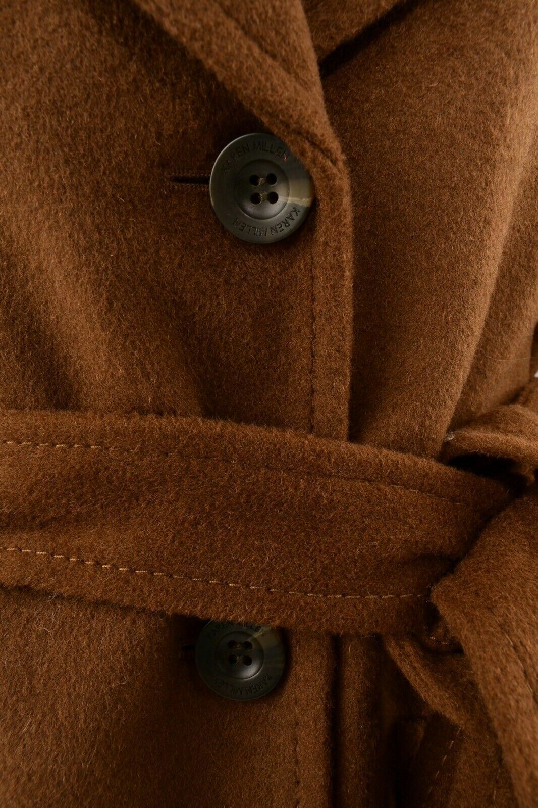 KAREN MILLEN Women's Wool Blend Single Breasted Coat, Brown, sizes UK 16