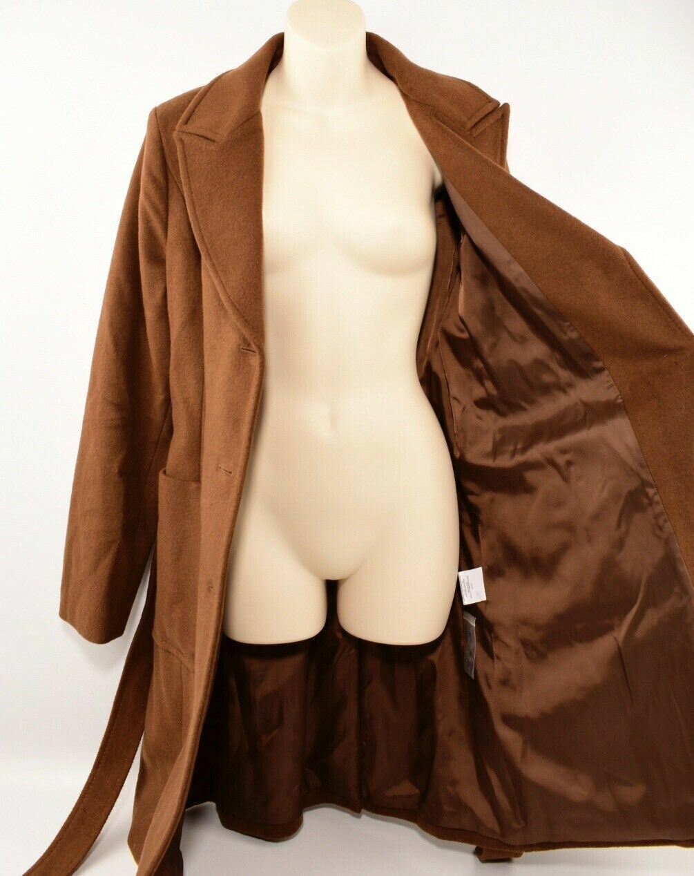 KAREN MILLEN Women's Wool Blend Single Breasted Coat, Brown, sizes UK 16