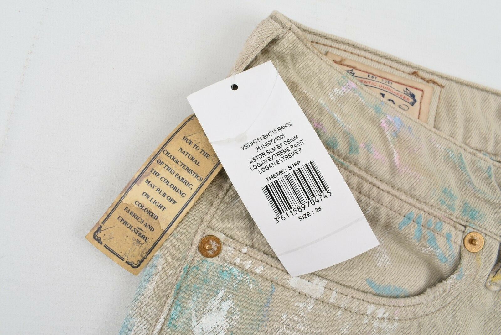 POLO RALPH LAUREN Women's ASTOR Paint Splatter Boyfriend Jeans, Beige, size W28