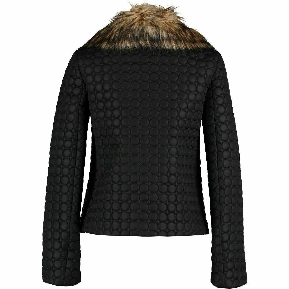 Genuine RED VALENTINO Women's Black Faux Fur Collar Quilted Jacket - size UK 8