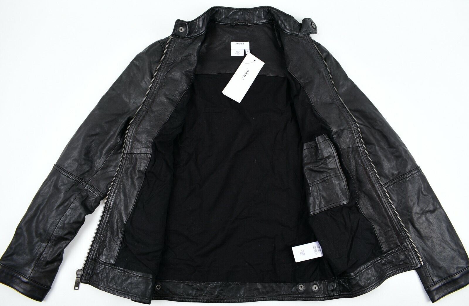 DKNY Men's Black Genuine Leather Jacket, size XS