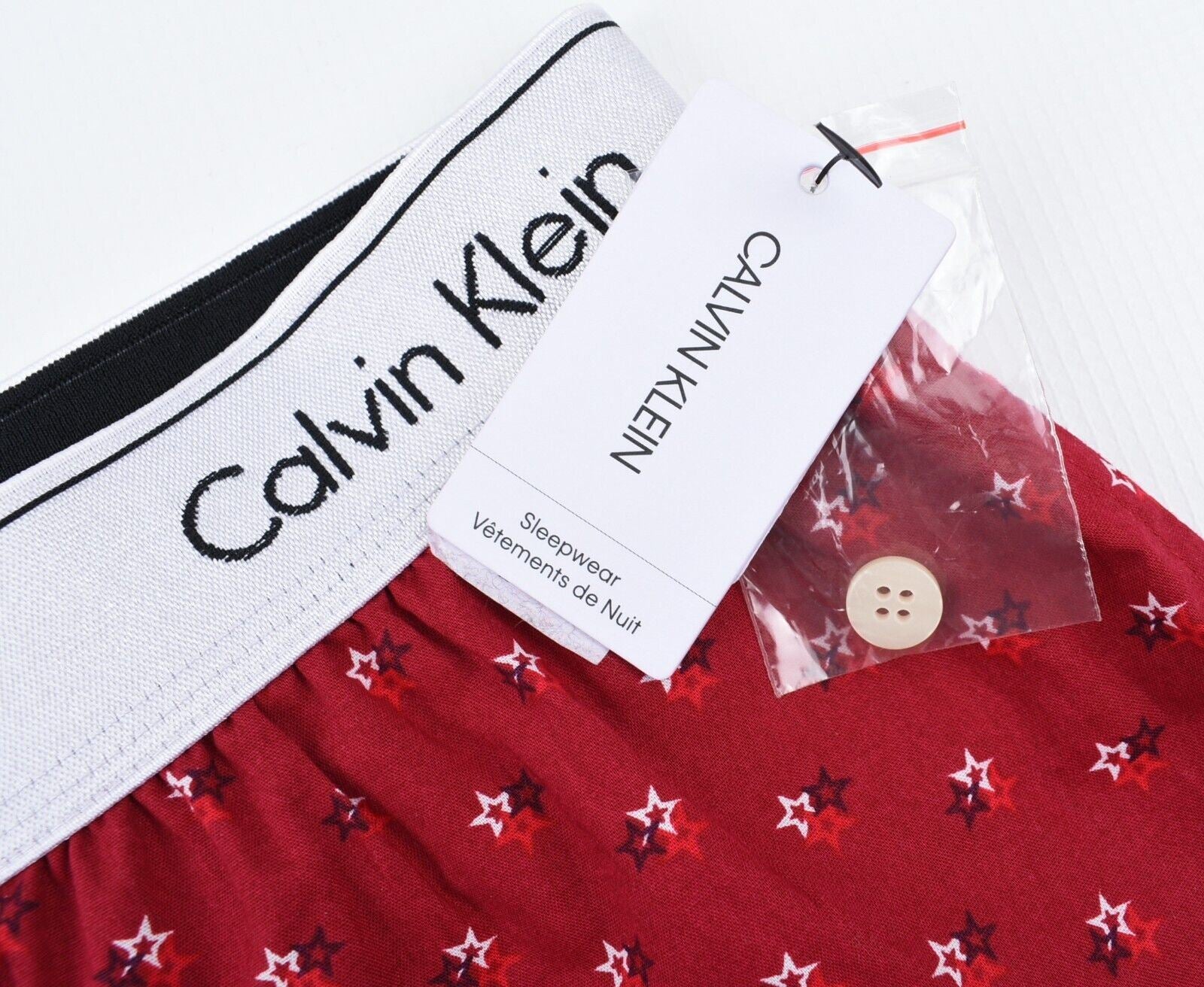 CALVIN KLEIN Women's Lounge Pants, Pyjama Bottoms, Red/Star Print size M (UK 12)